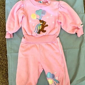 Vintage Pink Bear Balloon Baby Outfit